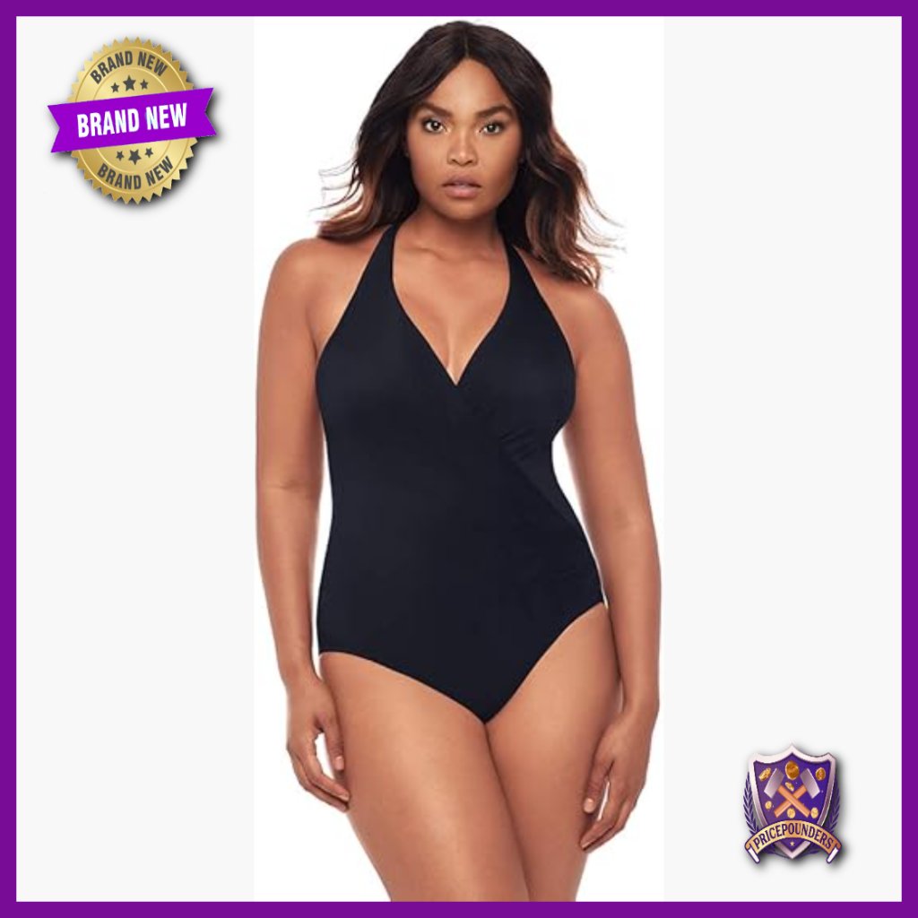 Tummy Control One Piece Swimsuit Size 12 Halter Adjustable Straps